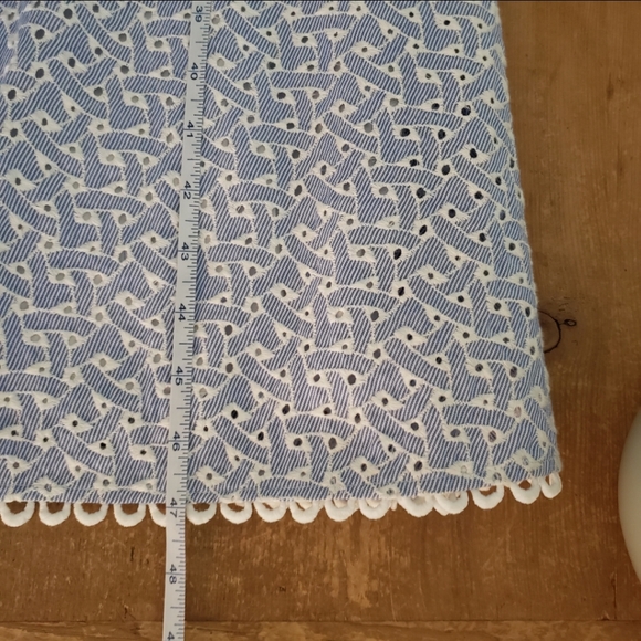 Del Lago Large NWT 100% Cotton Blue White Cap Sleeve Cottagecore Lace Midi Dress - Picture 12 of 12
